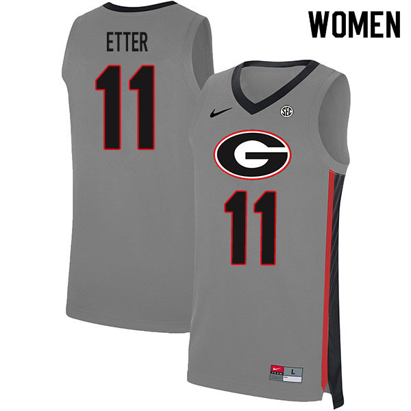 2020 Women #11 Jaxon Etter Georgia Bulldogs College Basketball Jerseys Sale-Gray - Click Image to Close